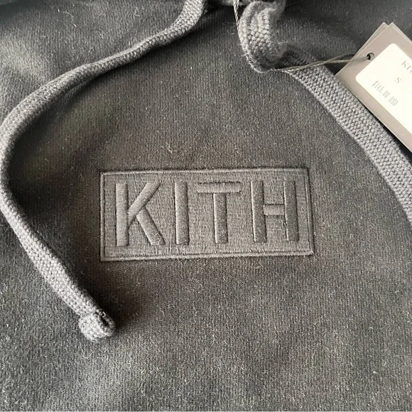 Classic Kith Box Logo Williams Logo Tonal Sweatshirt Hoodie Small New Black - Picture 3 of 6